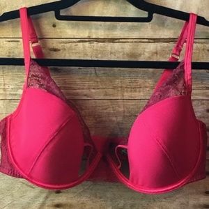 Adore Me Underwire Lace Cut Out Bra Red 36DDD